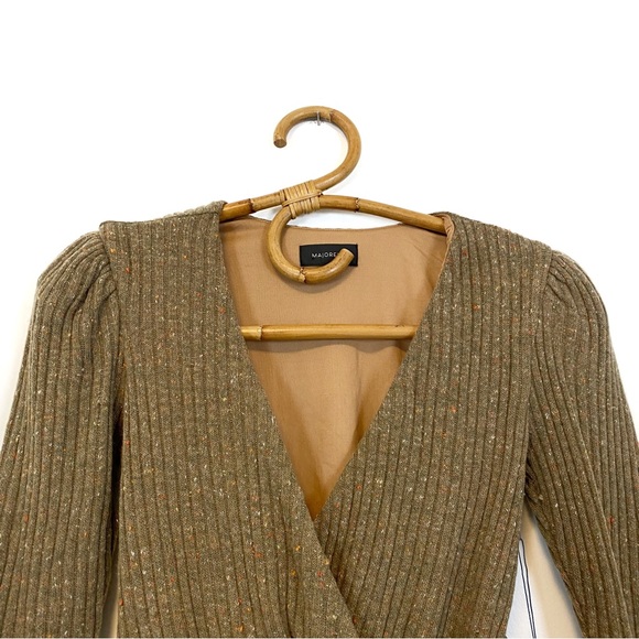 Revolve | Majorelle‎ | Brown Ribbed Wrap Cropped Sweater Size XS - Picture 3 of 9